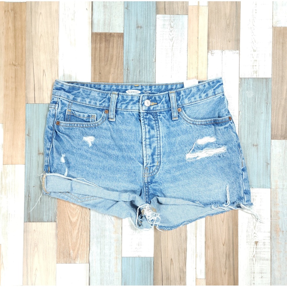 Old Navy OG Short High Rise Distressed Denim Cutoff Shorts Light Wash Women sz 6